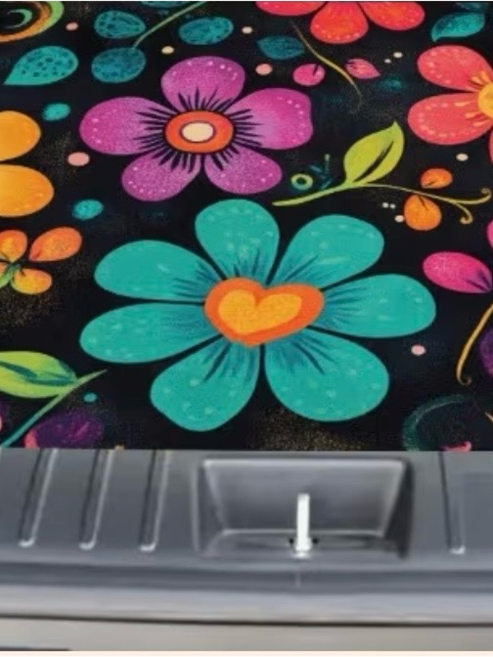 Floral Black Multicolor Decorative Home Accent Mat